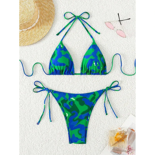 Tie Dye Micro Bikini 2024 Women Swimsuit Female Swimwear Thong Bathing